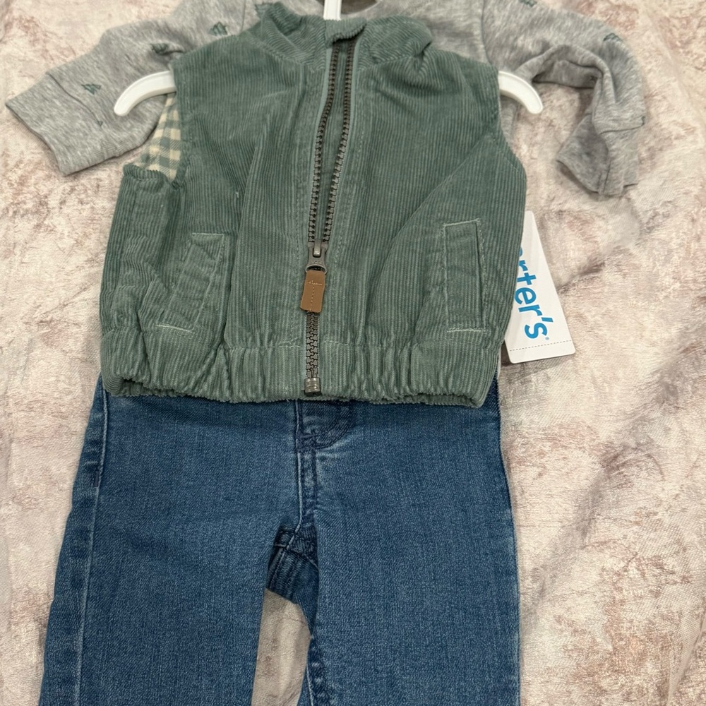 Carter's Green Corduroy Vest with Front Zip